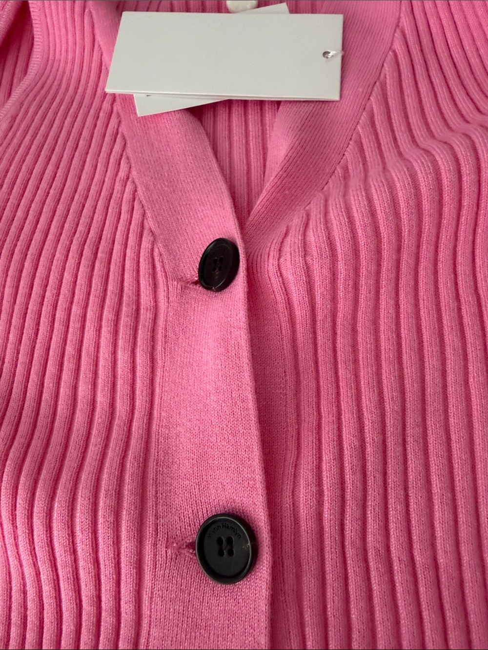 Pink Ribbed Button-Front Women’s Sweater - Picture 4 of 5